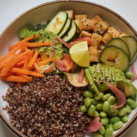 Miso quinoa tofu salad